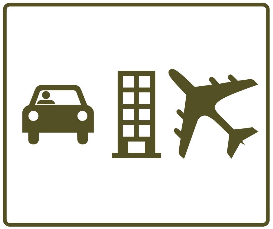 飞机、酒店和汽车的标志